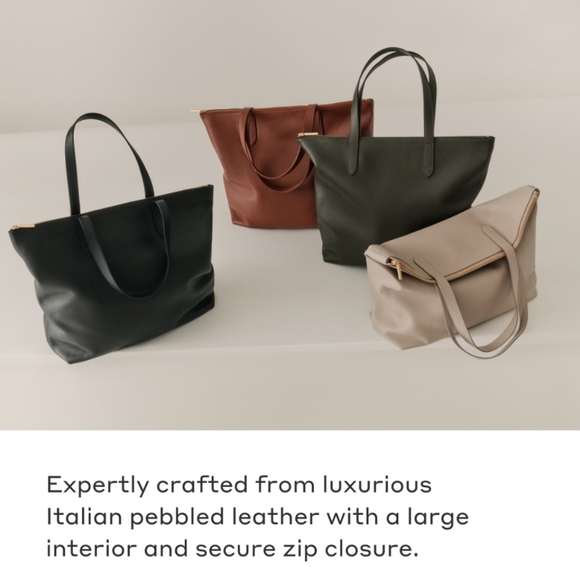 Cuyana Structured Leather Zipper Tote & Leather Organizer Carmel - Picture 3 of 16